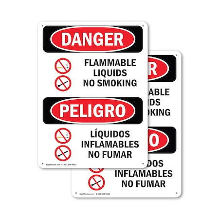 Signmission 10 in Width, Aluminum, Rectangle, Bilingual OS-2PACK-DS-A-1014-VS-1242